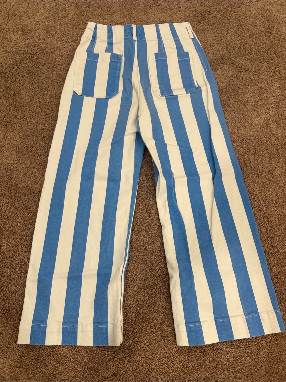 Anthropologie Colette Blue and White Striped Wide-Leg Jeans - Picture 6 of 6
